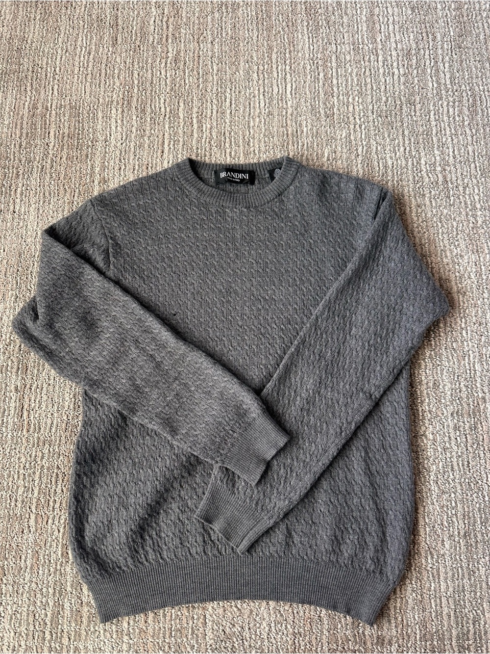 Brandini Women’s XL 100% Wool Cable Knit Gray Sweater Made in Italy - Picture 7 of 9